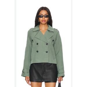 Steve Madden Revolve Sage Green Cropped Trench Jacket NWT Size M